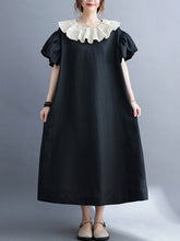 Original Vintage Falbala Contrast Color Midi Dress